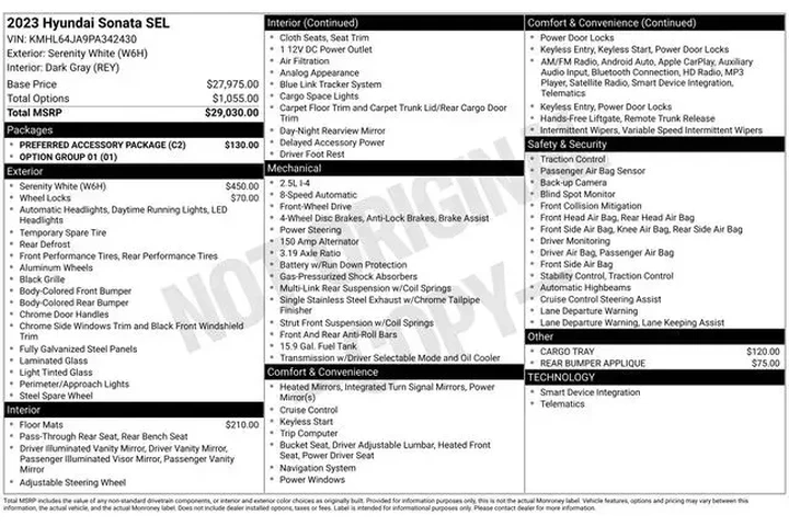 $20990 : Hyundai SONATA 2023 SEL 4dr image 4