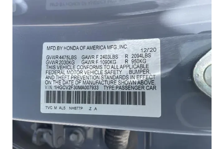 $24981 : Honda Accord 2021 Sport 4dr image 5