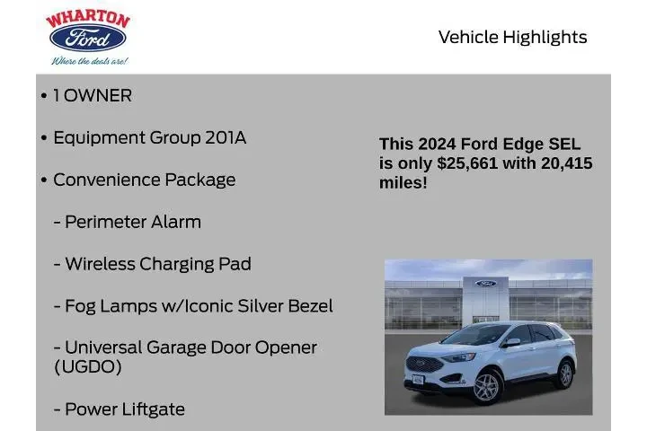 $25661 : Ford Edge 2024 AWD SEL 4dr S image 5