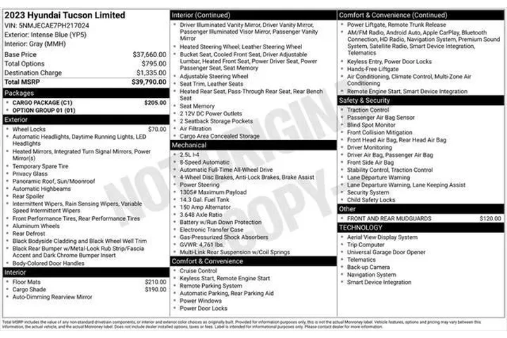 $27495 : Hyundai TUCSON 2023 AWD Limi image 3