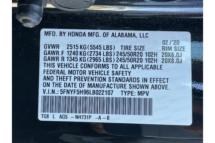 $22481 : Honda Pilot 2020 Touring 4dr image 5