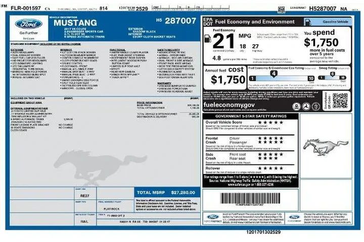 $15000 : Ford Mustang 2017 V6 2dr Fas image 2