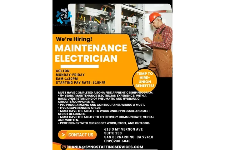 Hiring Maintenance Electrician image 1