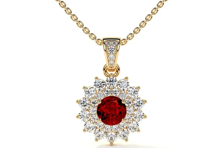 $4025 : Ruby Necklace in Yellow Gold image 1