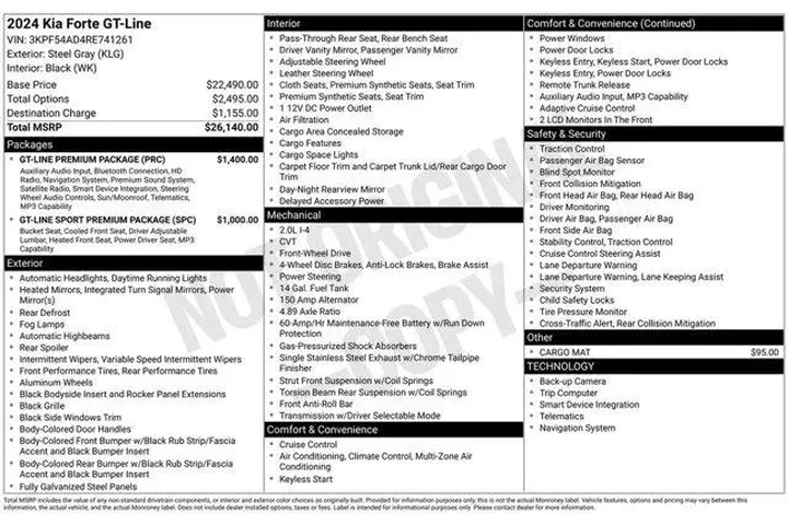 $20778 : Kia Forte 2024 GT-Line 4dr S image 5