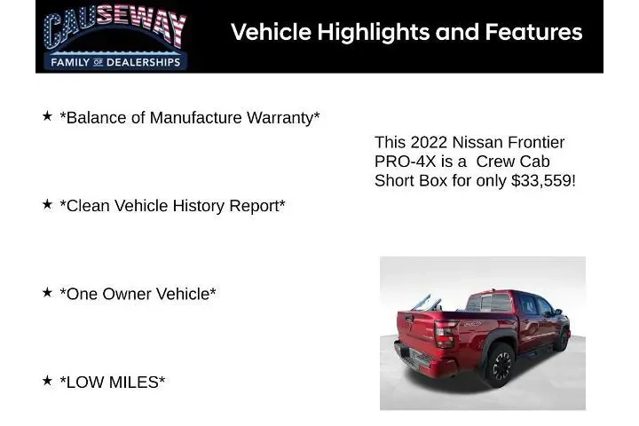 $33559 : Nissan Frontier 2022 4x4 PRO image 2