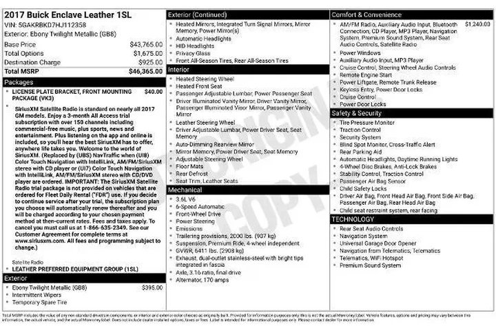 $17234 : Buick Enclave 2017 Leather 4 image 3