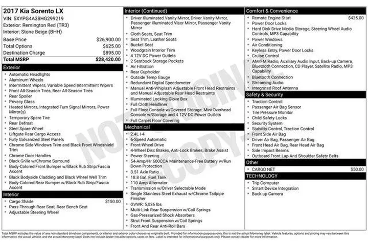 $16519 : Kia Sorento 2017 L 4dr SUV image 2