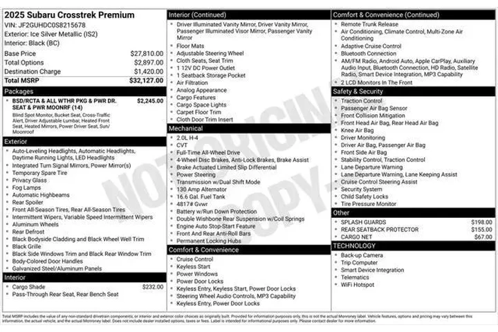 $27412 : Subaru Crosstrek 2025 AWD Pr image 5