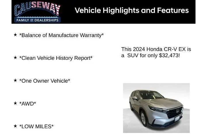 $32743 : Honda CR-V 2024 AWD EX 4dr S image 2