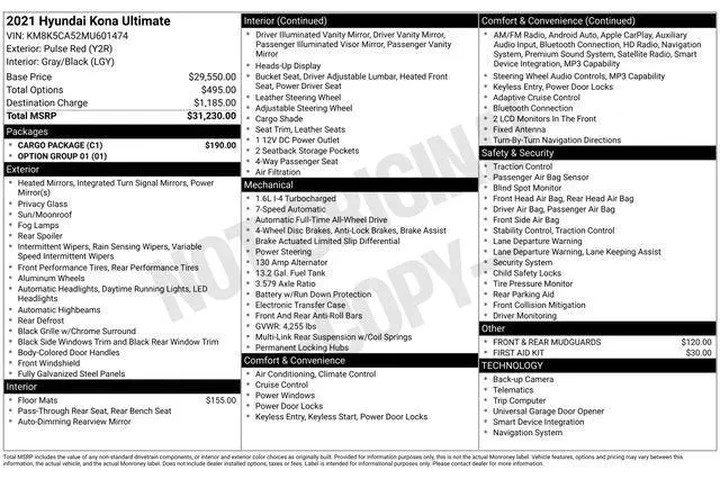$16990 : Hyundai KONA 2021 AWD Ultima image 5