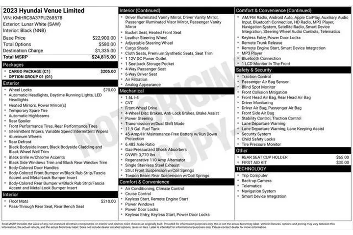 $18015 : Hyundai VENUE 2023 Limited 4 image 7