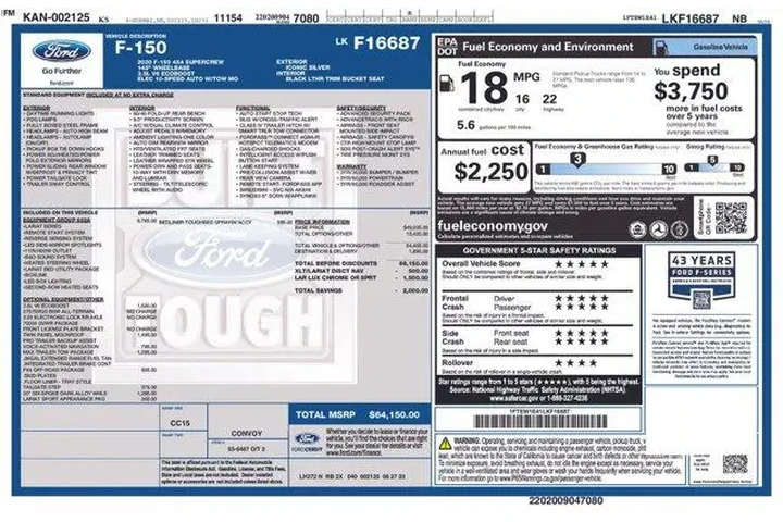 $34626 : Ford F-150 2020 4x4 Lariat 4 image 2