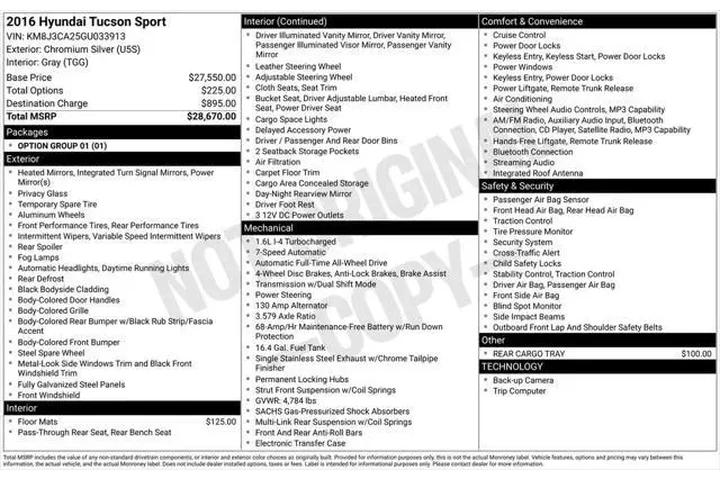 $13913 : Hyundai TUCSON 2016 AWD Spor image 2