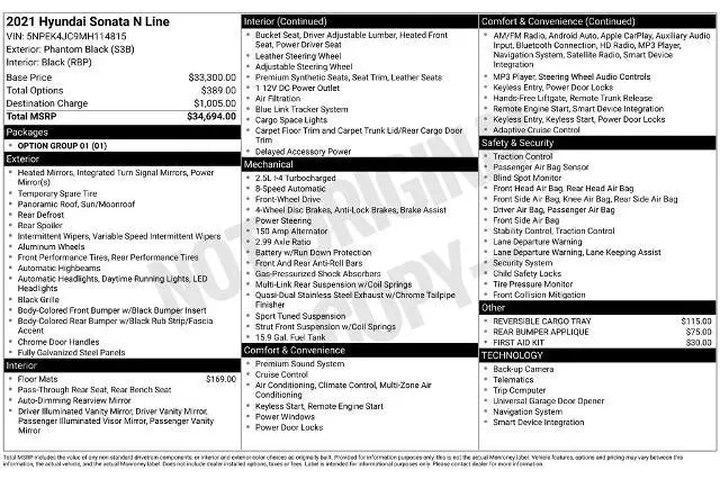 $21303 : Hyundai SONATA 2021 N Line 4 image 3