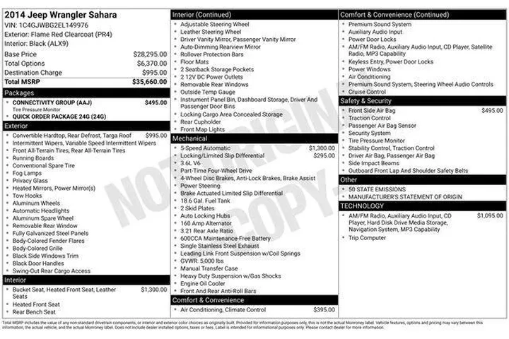 $11649 : Jeep Wrangler 2014 4x4 Sahar image 9