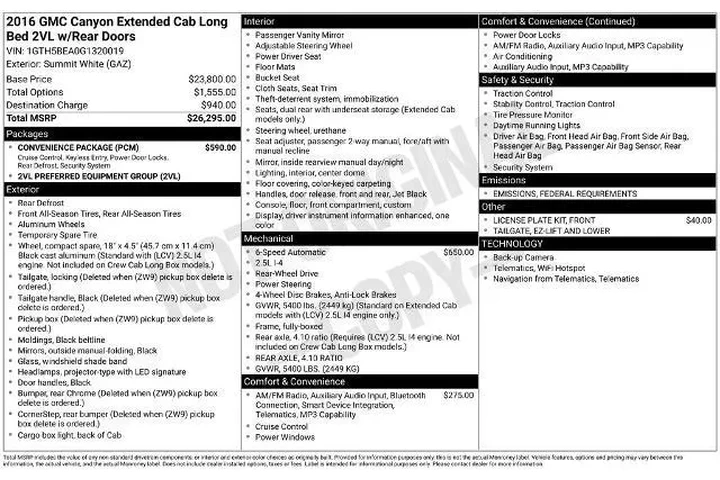 $14969 : GMC Canyon 2016 4x2 Base 4dr image 3