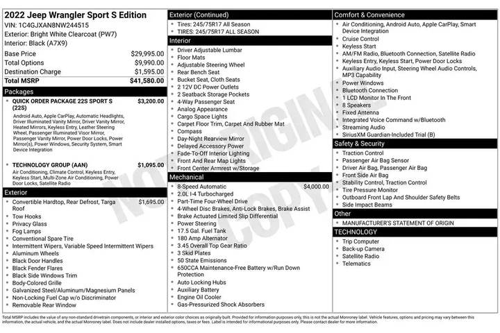 $26399 : Jeep Wrangler 2022 4x4 Sport image 3