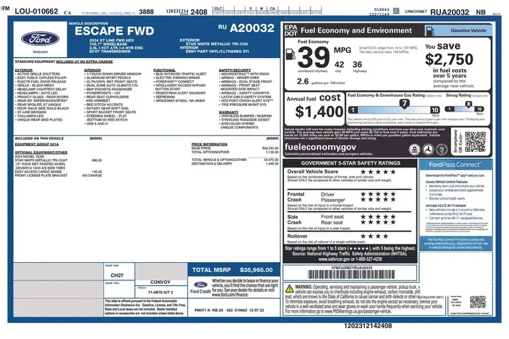 $18952 : Ford Escape Hybrid 2024 ST-L image 3