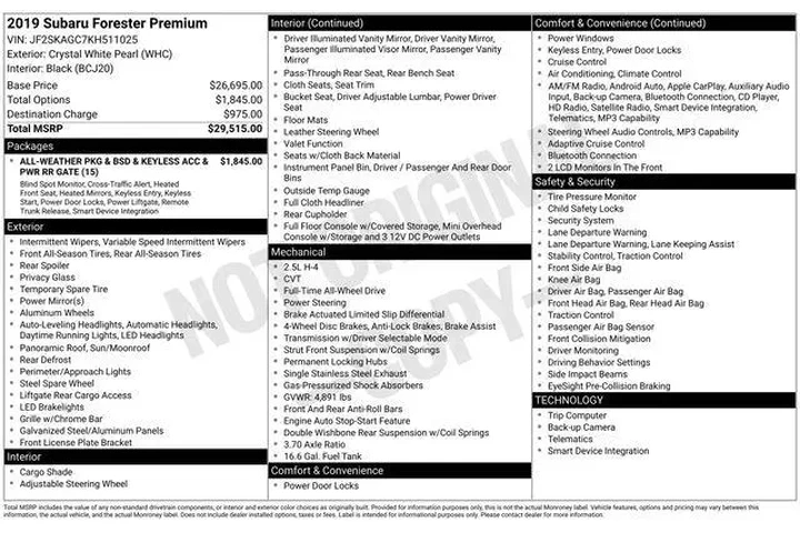 $16995 : Subaru Forester 2019 AWD Pre image 3