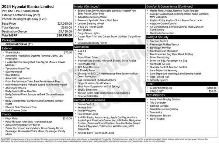 $20920 : Hyundai ELANTRA 2024 Limited image 5