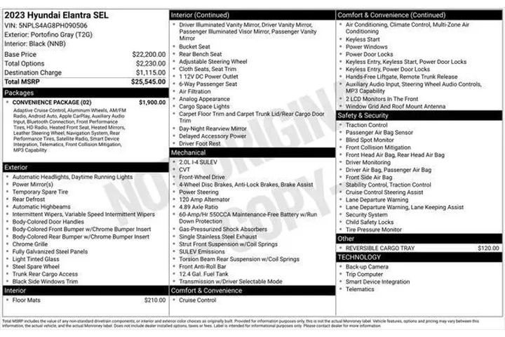 $18460 : Hyundai ELANTRA 2023 SEL 4dr image 7