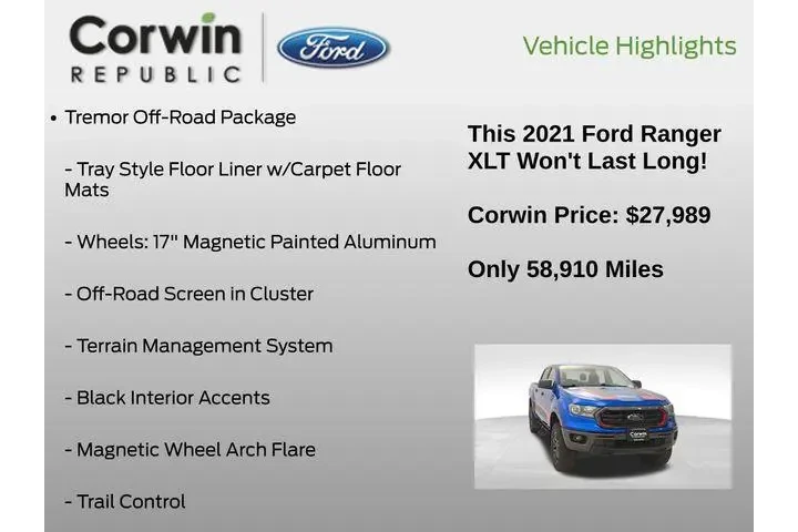 $27989 : Ford Ranger 2021 4x4 XLT 4dr image 7