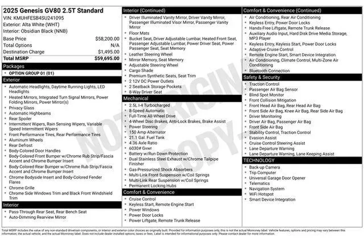 $38990 : Genesis GV80 2025 AWD 2.5T S image 4