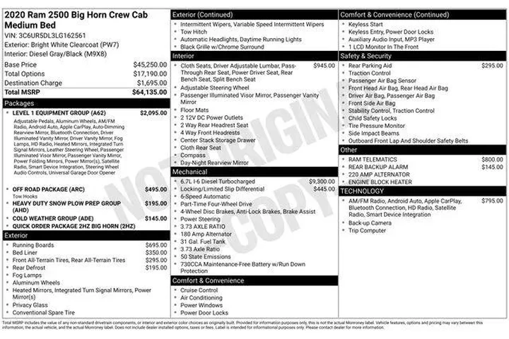 $34877 : Ram 2500 2020 4x4 Big Horn 4 image 7