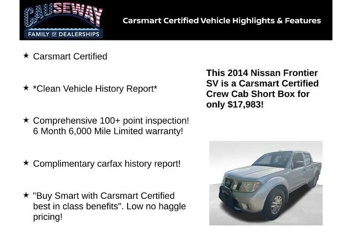 $15584 : Nissan Frontier 2014 4x4 S 4 image 2