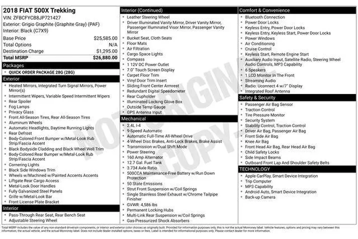 $13990 : FIAT 500X 2018 AWD Trekking image 3