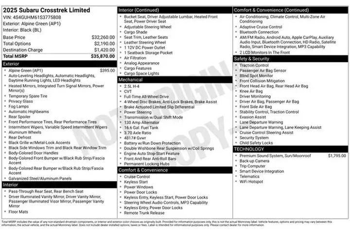 $31691 : Subaru Crosstrek 2025 AWD Li image 3