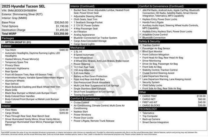 $31125 : Hyundai TUCSON 2025 SEL 4dr image 6