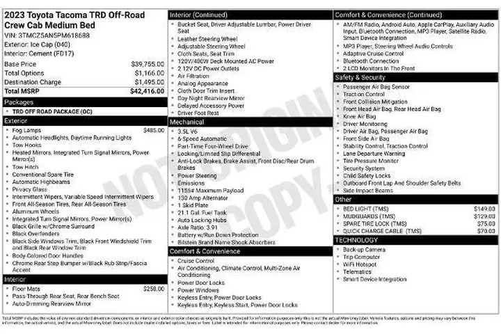 $37067 : Toyota Tacoma 2023 4x4 TRD S image 2