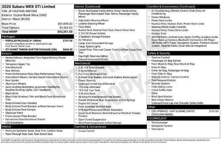 $28722 : Subaru WRX 2020 AWD STI Limi image 3