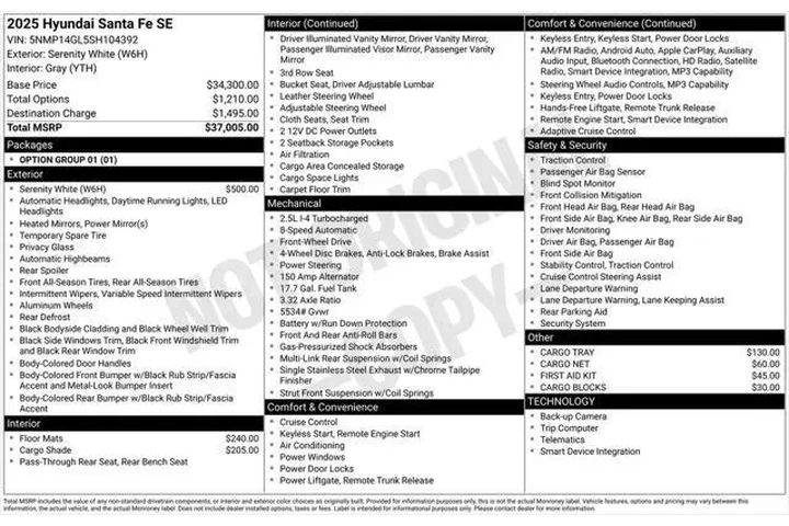 $30911 : Hyundai SANTA FE 2025 SE 4dr image 7