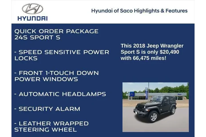 $20490 : Jeep Wrangler 2018 4x4 Sport image 8