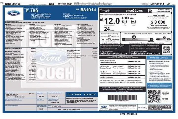 $37989 : Ford F-150 2021 4x4 Lariat 4 image 9