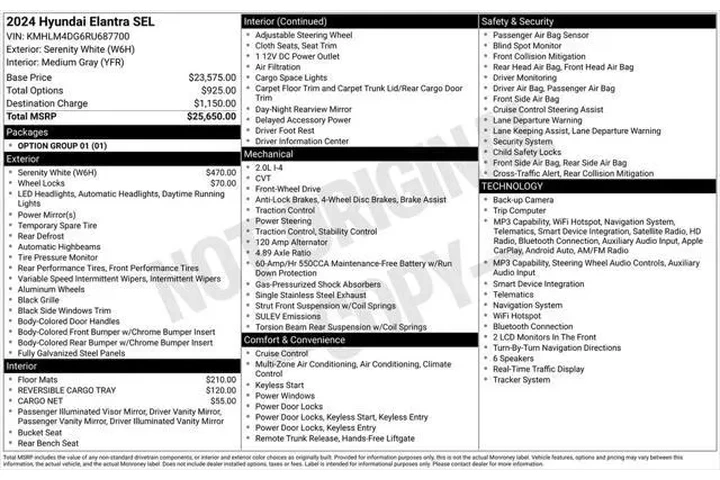 $22578 : Hyundai ELANTRA 2024 SEL 4dr image 2