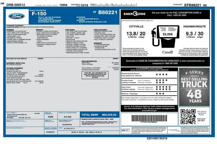 $14783 : Ford F-150 2014 4x4 Platinum image 5