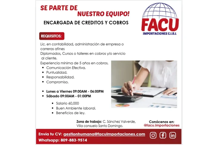 ENCARGADA DE CREDITOS Y COBROS image 2