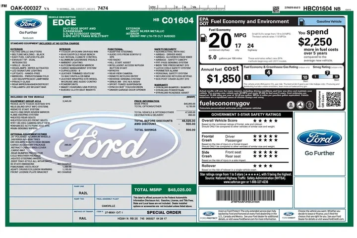 $16977 : Ford Edge 2017 AWD Sport 4dr image 8