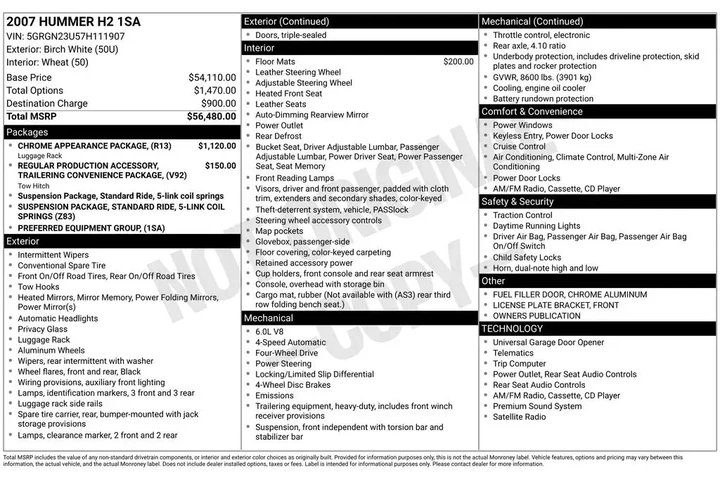 $18900 : HUMMER H2 2007 4dr SUV 4WD image 5
