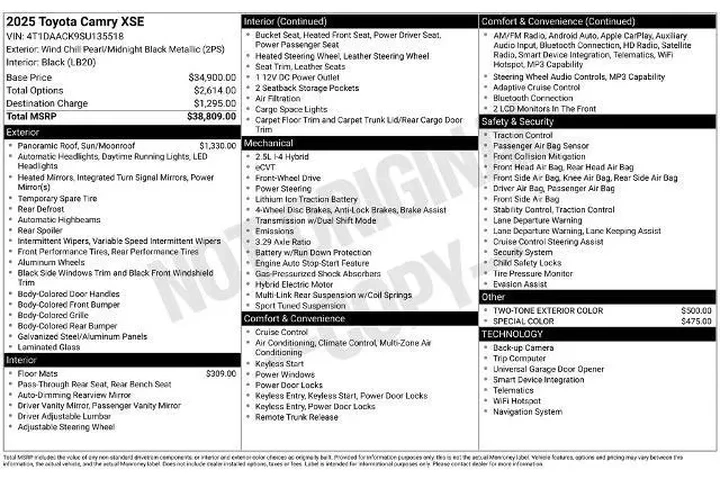 $37985 : Toyota Camry 2025 SE 4dr Sed image 6