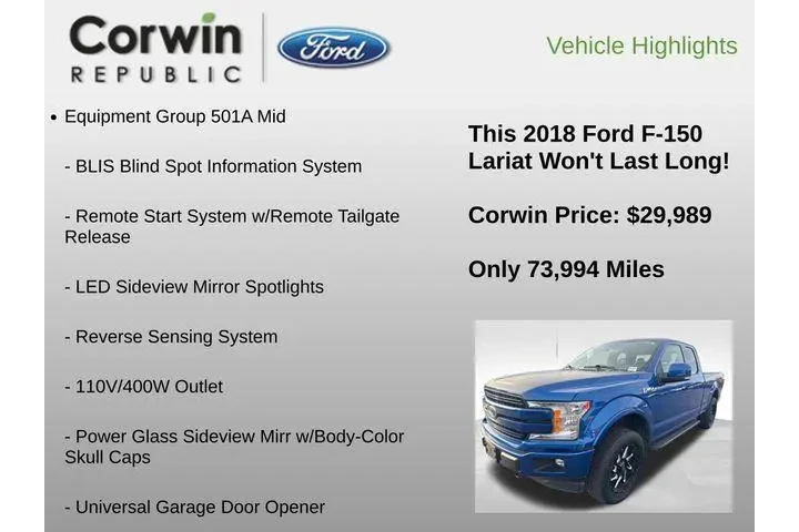 $29989 : Ford F-150 2018 4x4 Lariat 4 image 6