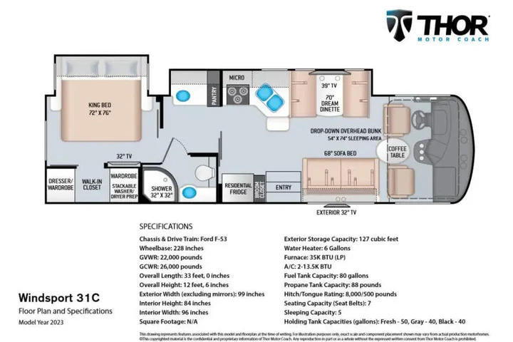 $112500 : 2023 Thor Motor Coach Windspo image 7