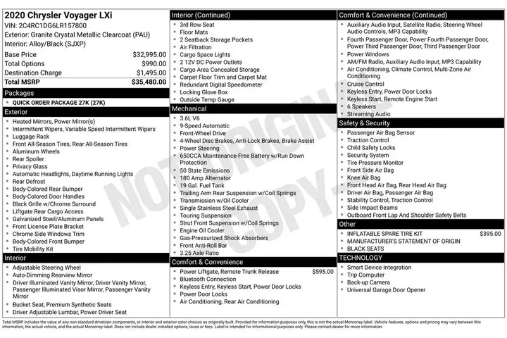 $15500 : Chrysler Voyager 2020 LXi 4d image 3