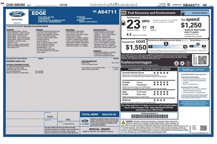 $20899 : Ford Edge 2022 AWD SE 4dr Cr image 6