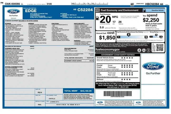 $13800 : Ford Edge 2017 Titanium 4dr image 2
