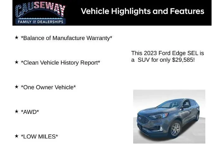 $29585 : Ford Edge 2023 AWD SEL 4dr C image 2